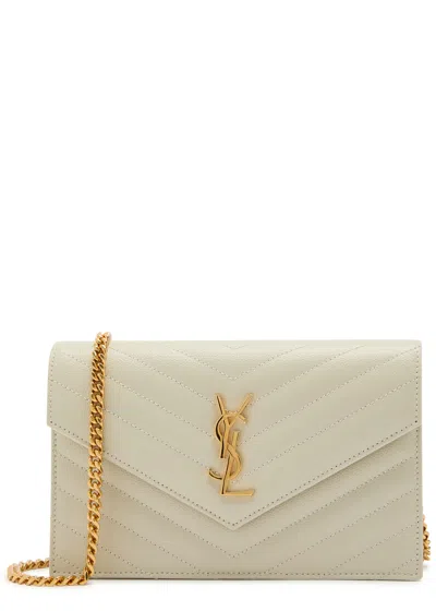 Saint Laurent Quilted Leather Wallet-on-chain In White