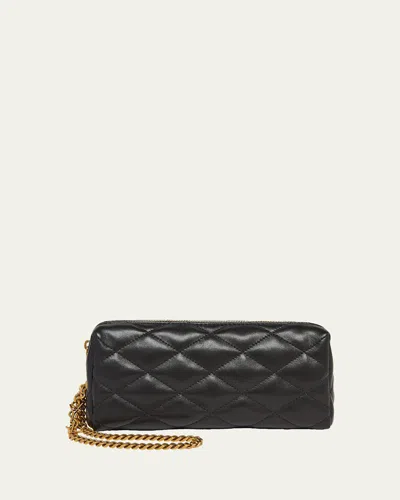Saint Laurent Quilted Leather Wristlet Clutch Bag In Black