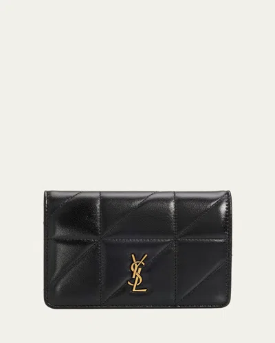 Saint Laurent Quilted Leather Ysl Passport Case In Black