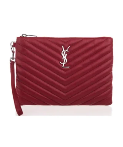 Saint Laurent Quilted Logo Handbag In Red