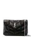 Saint Laurent Quilted Logo-plaque Shoulder Bag In Black