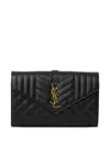 Saint Laurent Ysl Monogram Quilted Envelope Clutch Bag In Black