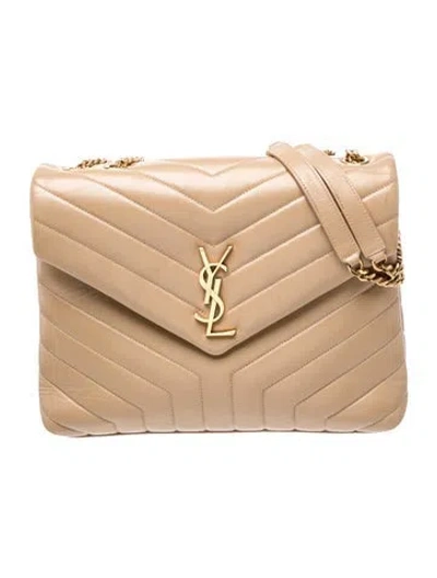 Pre-owned Saint Laurent Quilted Loulou Medium In Brown