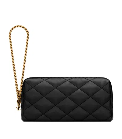 Saint Laurent Quilted Monogram Pouch With Chain In Black
