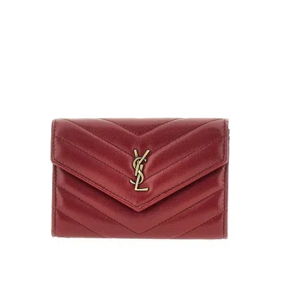 Saint Laurent Cassandre Wallet In Red