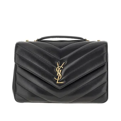 Saint Laurent Quilted Nappa Leather Large 'loulou' Bag In Black