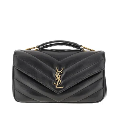 Saint Laurent Quilted Nappa Leather Medium 'loulou' Bag In Black