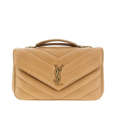 Saint Laurent Quilted Nappa Leather Medium 'loulou' Bag In Sand