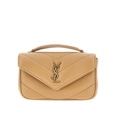 Saint Laurent Quilted Nappa Leather Mini 'loulou' Bag In Sand