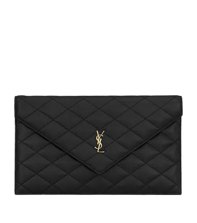 Saint Laurent Quilted Paris Pouch In Black