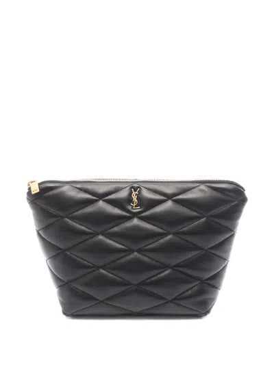 Pre-owned Saint Laurent Quilted Pouch In Black