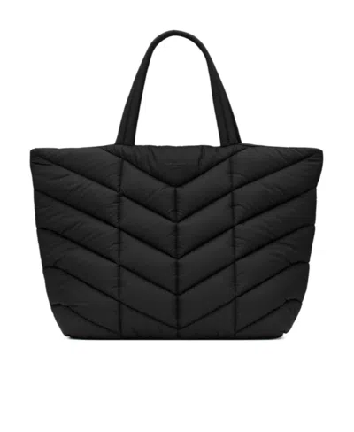 Saint Laurent Quilted Puffer Tote Bag In Black