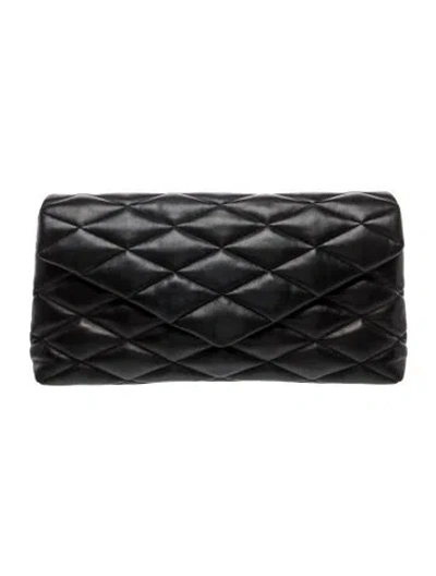 Pre-owned Saint Laurent Quilted Sade Large In Black