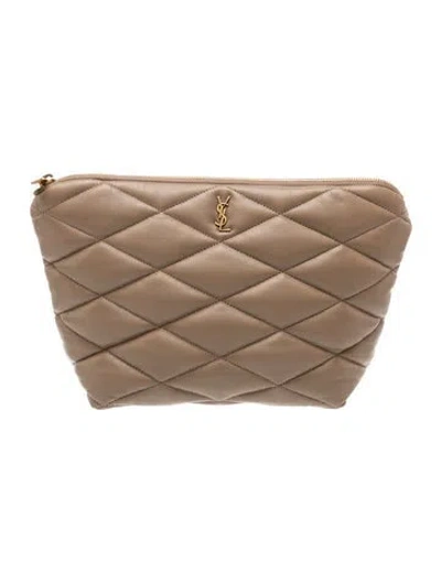 Pre-owned Saint Laurent Quilted Sade Pouch In Neutral