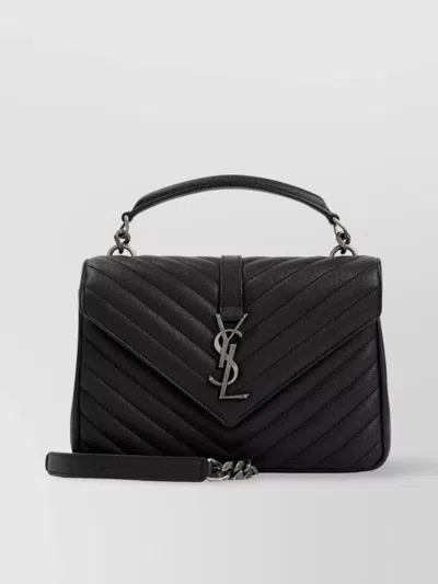 Saint Laurent Quilted Shoulder Bag Detachable Strap In Black