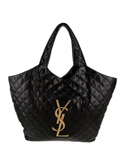 Pre-owned Saint Laurent Quilted Tote In Black
