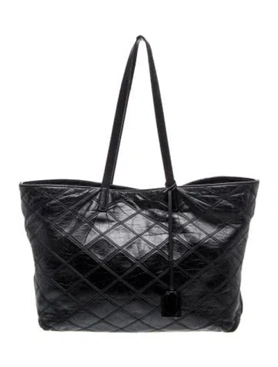 Pre-owned Saint Laurent Quilted Tote East West In Black