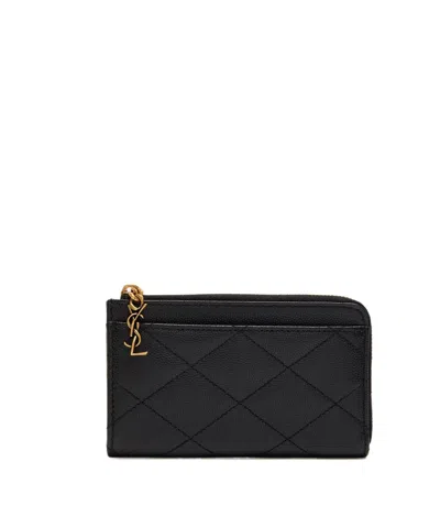 Saint Laurent Quilted Wallet In Black