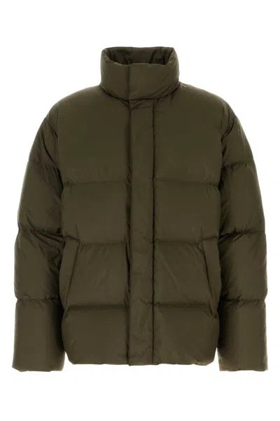 Saint Laurent Modern Puffer Jacket High Collar In Green