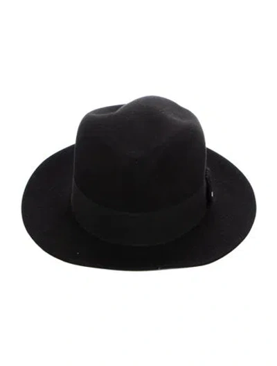 Pre-owned Saint Laurent Rabbit Felt Fedora Hat W/tags In Black