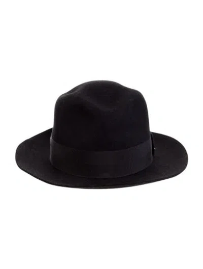 Pre-owned Saint Laurent Rabbit Felt Fedora W/tags In Black