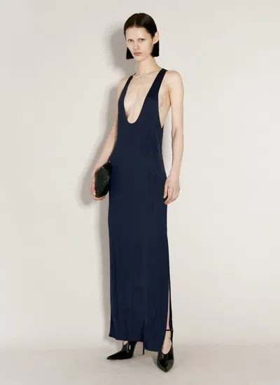 Saint Laurent Racerback Maxi Dress In Navy