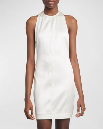 Saint Laurent Racerback Sleeveless Mini Sheath Dress In Brn Glace