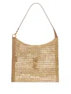 Saint Laurent Oxalis Ysl Monogram Shoulder Bag In Raffia With Bronze Hardware In Neutrals