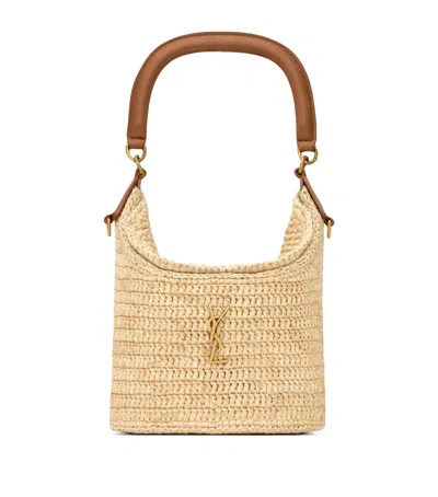Saint Laurent Raffia Gaby Bucket Bag In Sand