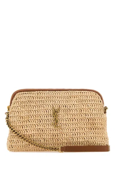 Saint Laurent Raffia Gaby Crossbody Bag In Neutral