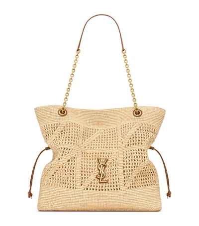 Saint Laurent Raffia Jamie Shopping Bag In Sand