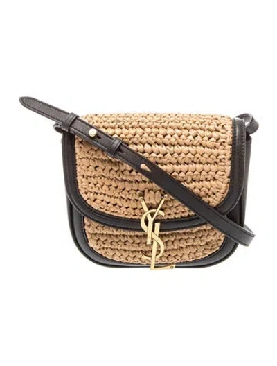 Pre-owned Saint Laurent Raffia Kaia In Black