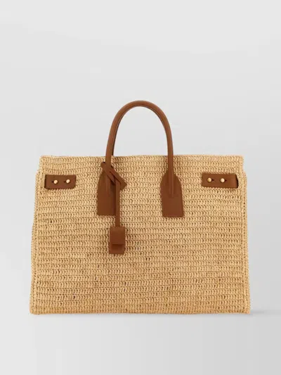 SAINT LAURENT RAFFIA MEDIUM SAC DE JOUR SHOPPING BAG