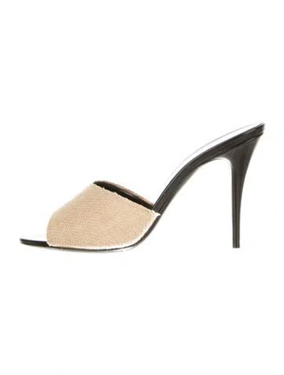 Pre-owned Saint Laurent Raffia Mules In Neutral