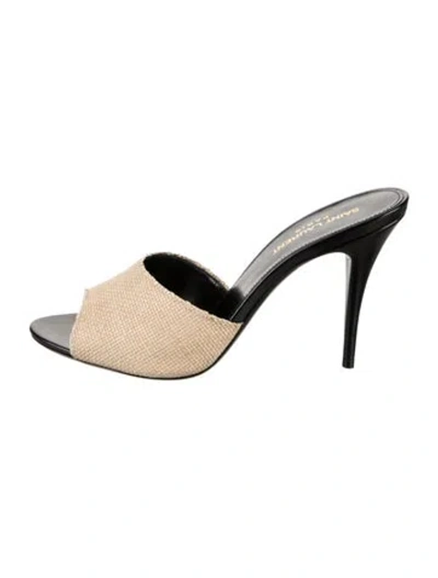 Pre-owned Saint Laurent Raffia Mules In Neutrals