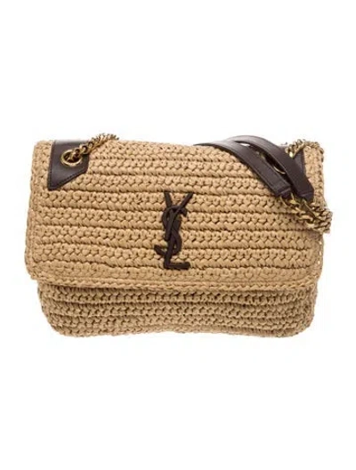 Pre-owned Saint Laurent Raffia Niki In Neutral