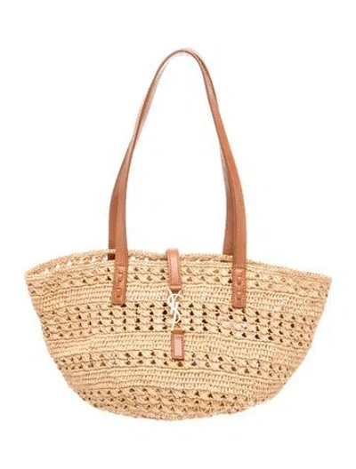 Pre-owned Saint Laurent Raffia Panier 2023 In Neutral