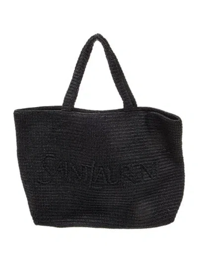 Pre-owned Saint Laurent Raffia Raffia Tote 2024 In Black