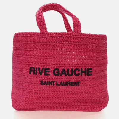 Pre-owned Saint Laurent Raffia Rive Gauche Tote In Pink