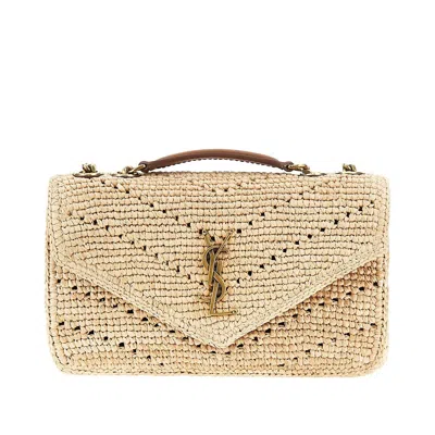 Saint Laurent Raffia Small 'loulou' Bag In Neutral