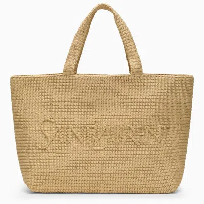 Saint Laurent Raffia Tote Bag With Logo Women In Pink