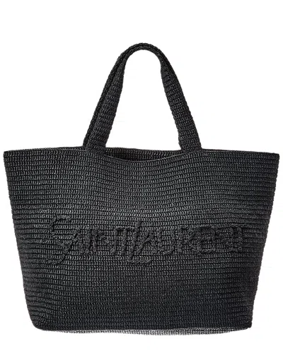 Saint Laurent Raffia Tote In Black