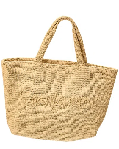 Saint Laurent Raffia Tote In Brown