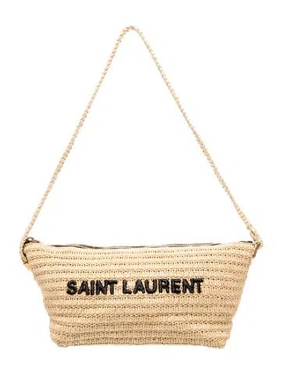 Pre-owned Saint Laurent Raffia Tuc In Neutral