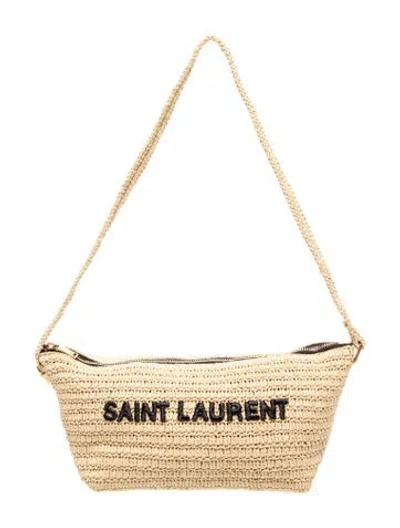 Pre-owned Saint Laurent Raffia Tuc In Neutral