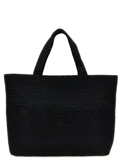 Saint Laurent 'rafia' Tote Bag In Black