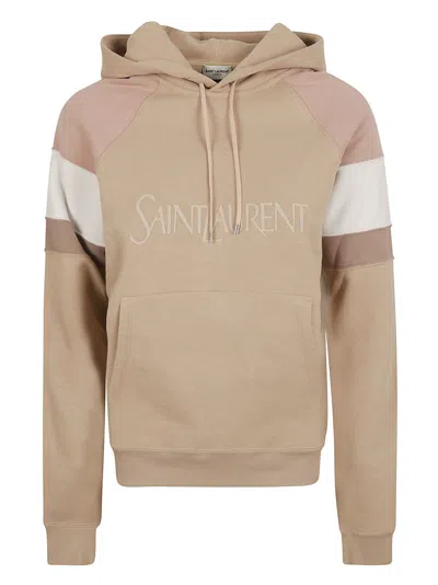 Saint Laurent Raglan Avec Hoodie In Nude/rose/dirt