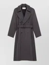 Saint Laurent Raglan Belted Double-breasted Coat In Gray