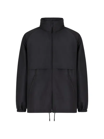 Saint Laurent Hooded Jacket Drawstring Hem Side Pockets In Black