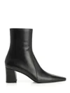 Saint Laurent Ankle Block Heel Square Toe Boot In Black